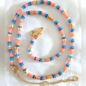 Madewell Gold Plated Colored Glass Beads Necklace.